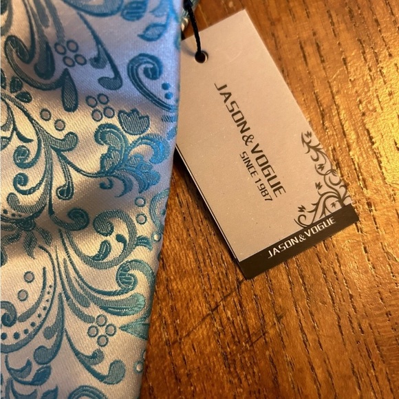 Jason & Vogue Blue Floral Patterned 100% Silk Tie NWT!! - Picture 2 of 8